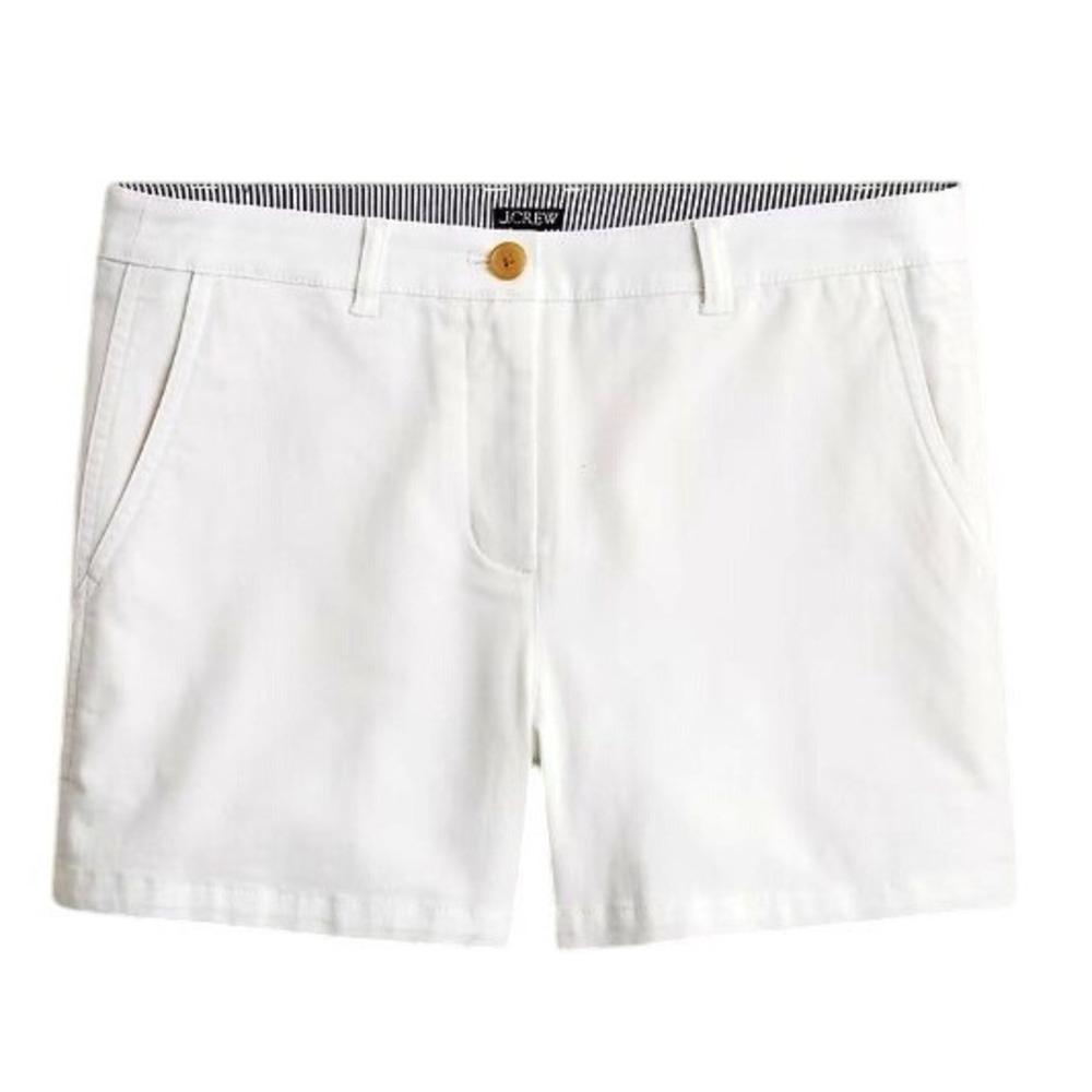 J.Crew Shorts Women 12 White Chino 4" Stretch Cotton Classic Nautical Preppy NWT
